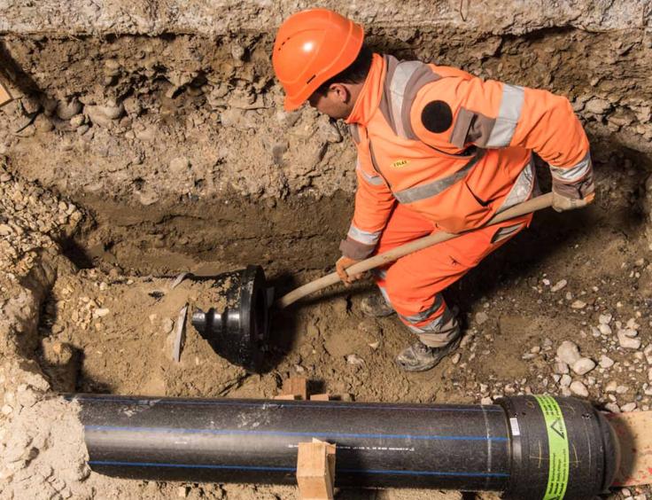 chantier de chauffage à distance de la Tène réalisé par Groupe E